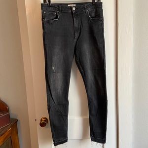 Zara black distressed jeans, size 14